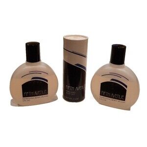 RARE Lot of 3 Avon FIFTH AVENUE 1 - Perfumed Body Talc/2 - Body Splash NOS VTG